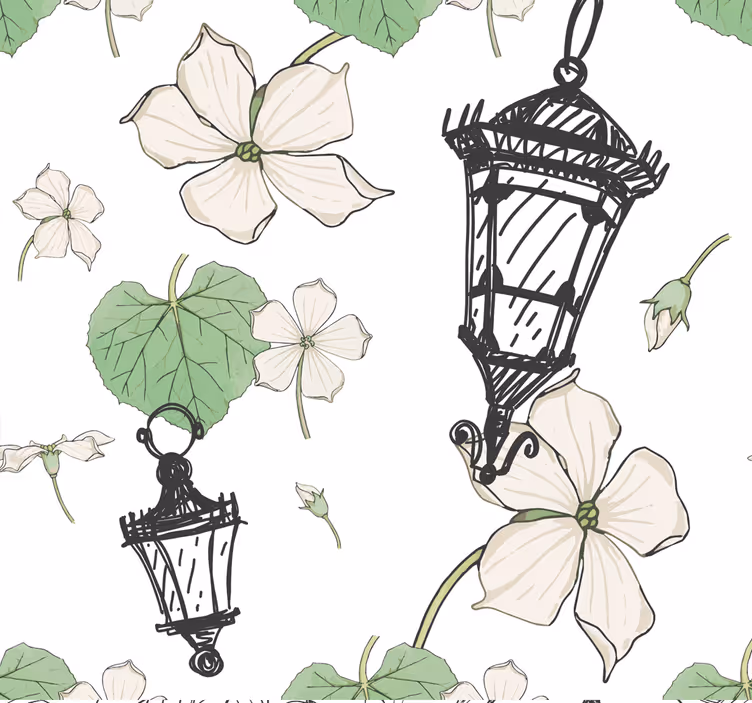 Carta da parati ornamentale modello di lanterna botanica - TenStickers
