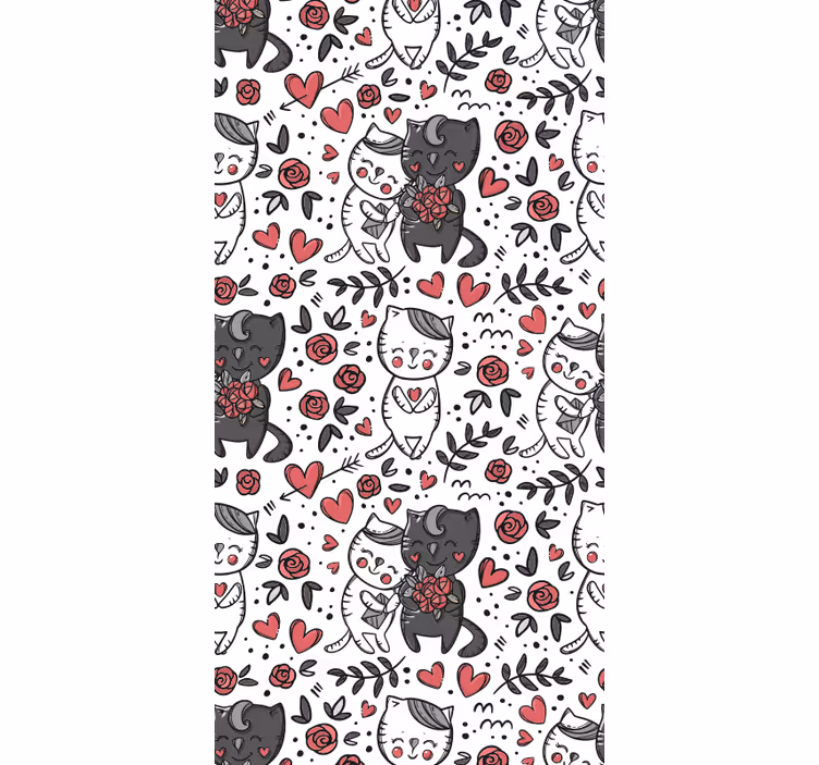Carta da parati gatti delizia floreale felina - TenStickers