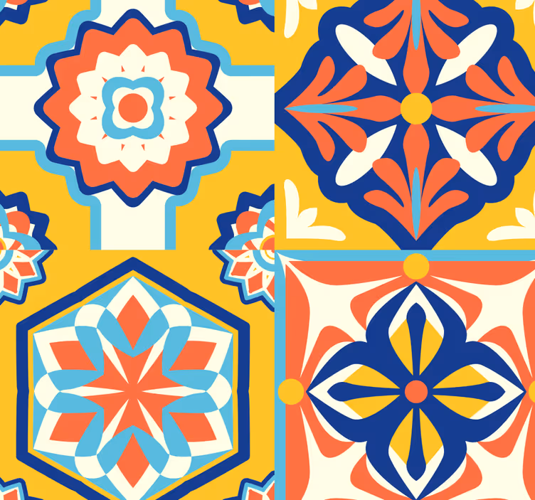 Carta da parati ornamentale piastrelle colorate - TenStickers