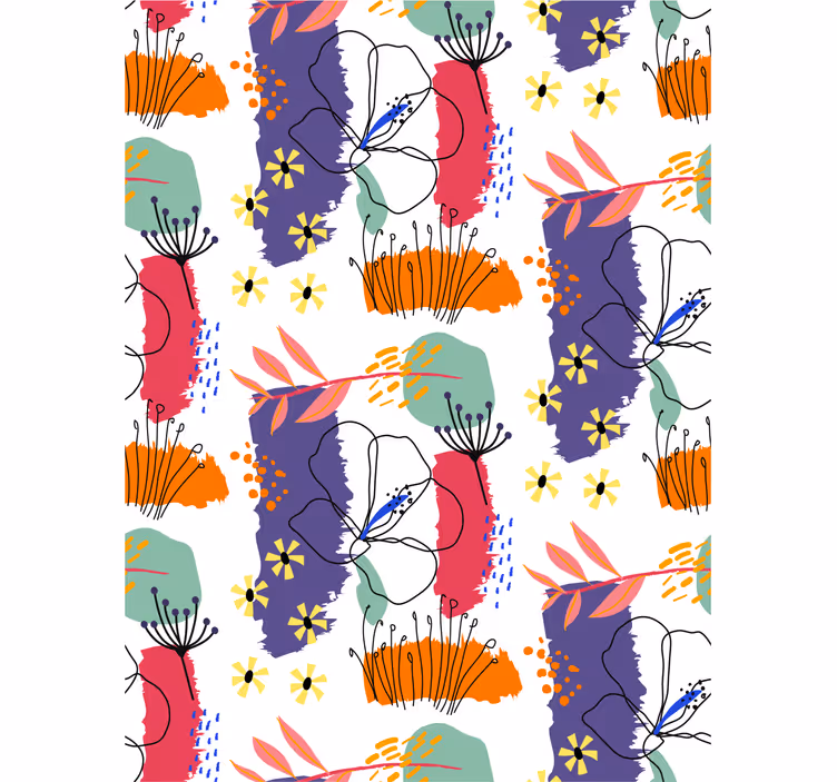 Carta da parati floreale modello di schizzo botanico - TenStickers