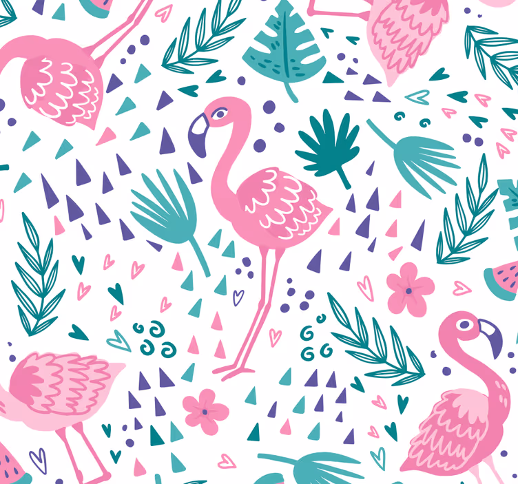Carta da parati animali modelli di fenicotteri - TenStickers