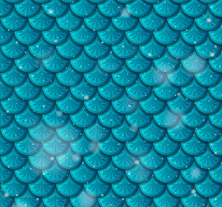 Carta da parati 3d Scaglie blu sirena - TenStickers