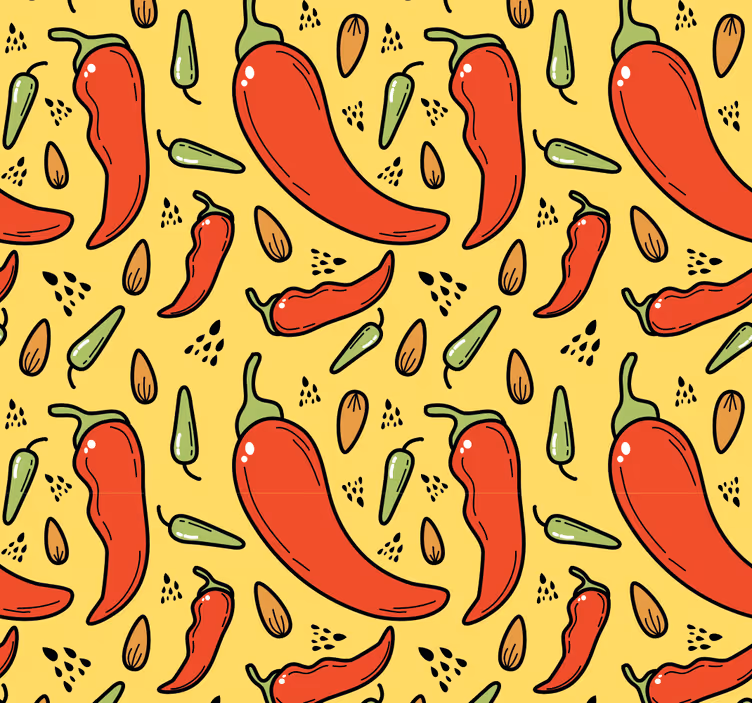 Carta da parati natura modello di peperoncino piccante - TenStickers