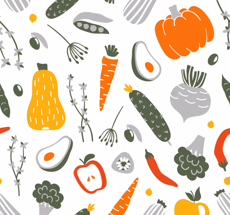 carta da parati cucina raccolta delle verdure - TenStickers