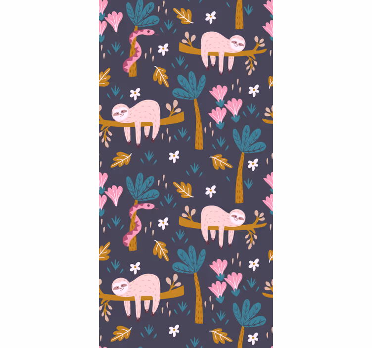 Carta da parati animali bradipi rosa - TenStickers