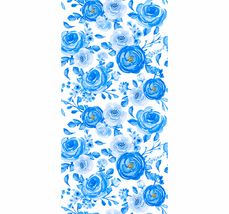 Carta da parati floreale motivo rosa blu - TenStickers