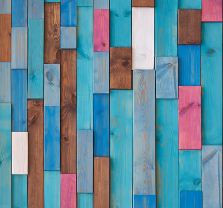 Carta da parati effetto legno assi di legno multicolori - TenStickers