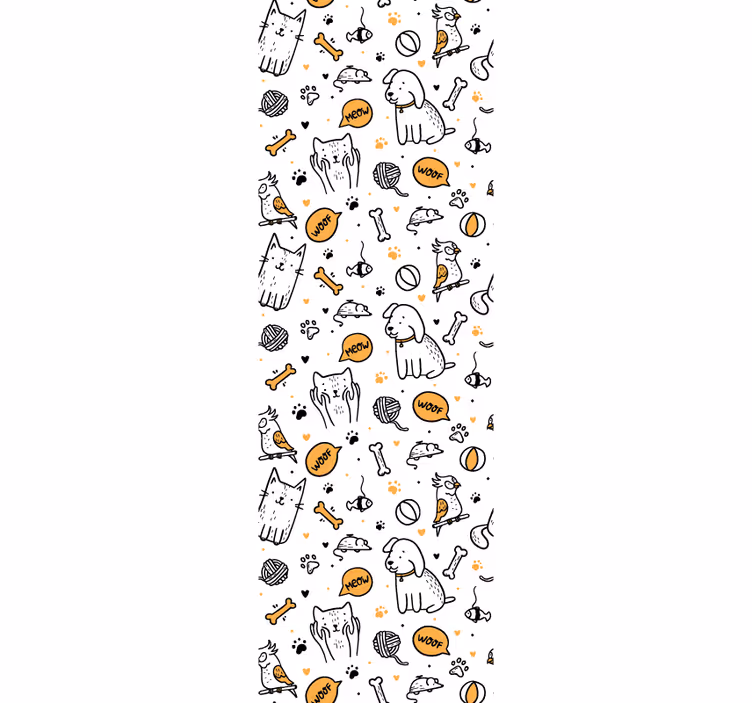 Carta da parati animali scarabocchio di creature domestiche - TenStickers