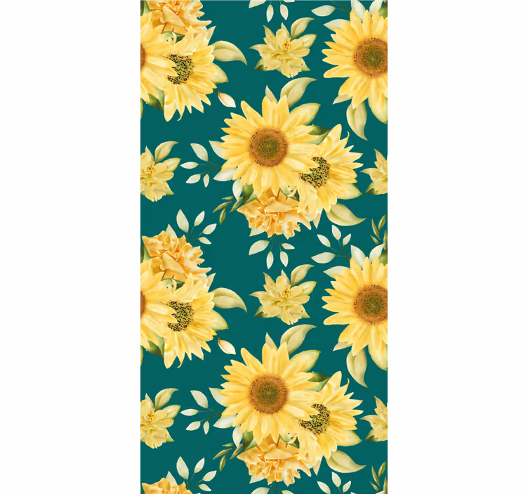 Carta da parati floreale modello di fioritura del girasole - TenStickers