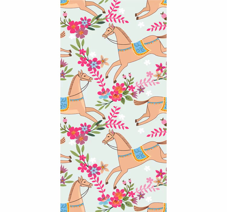 Carta da parati animali fiori equestri - TenStickers
