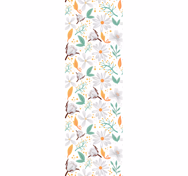 Carta da parati floreale fiori di cotone botanico - TenStickers