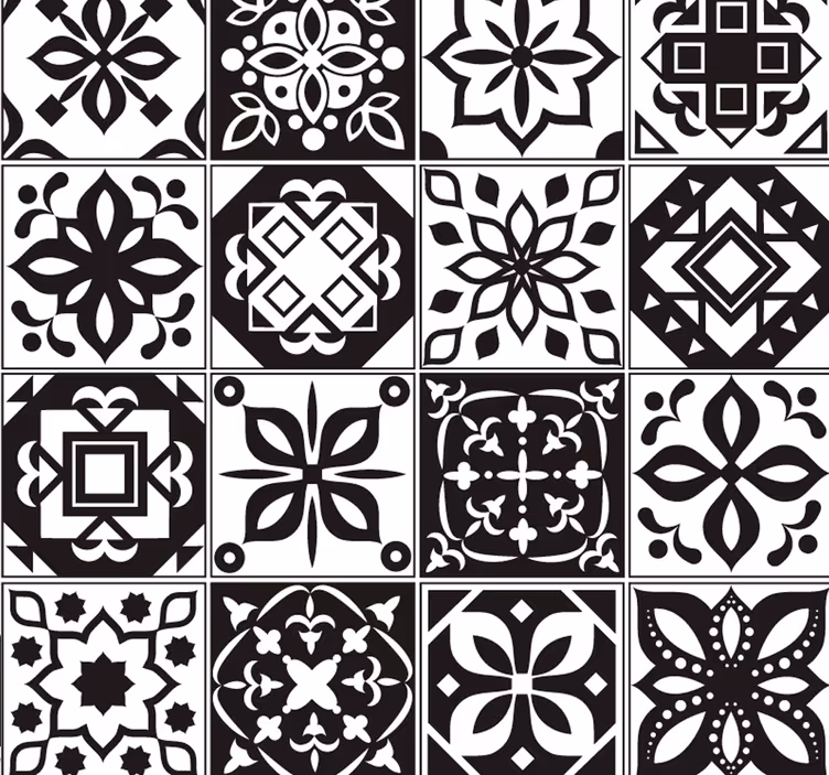 Carta da parati arabesco bianco e nero - TenStickers