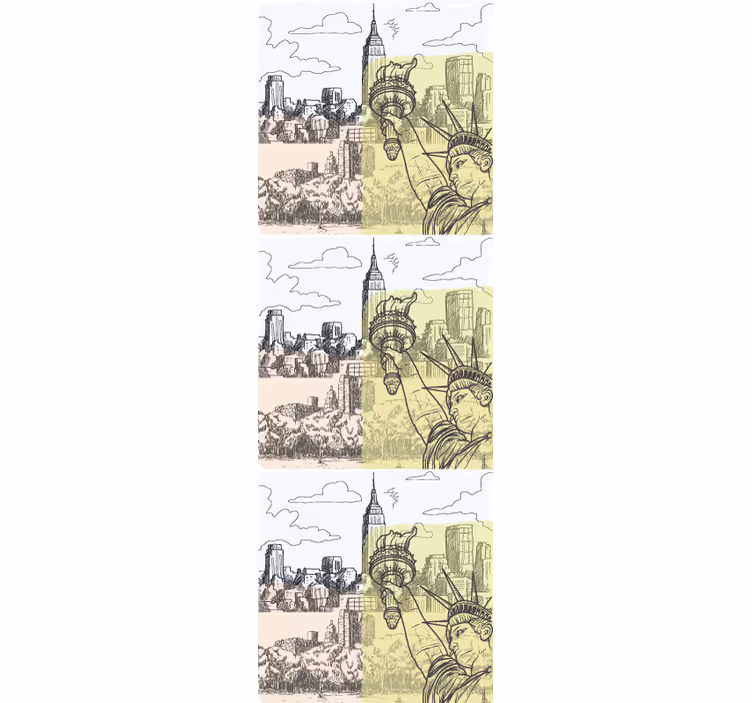 Carta da parati città disegno di schizzo urbano - TenStickers