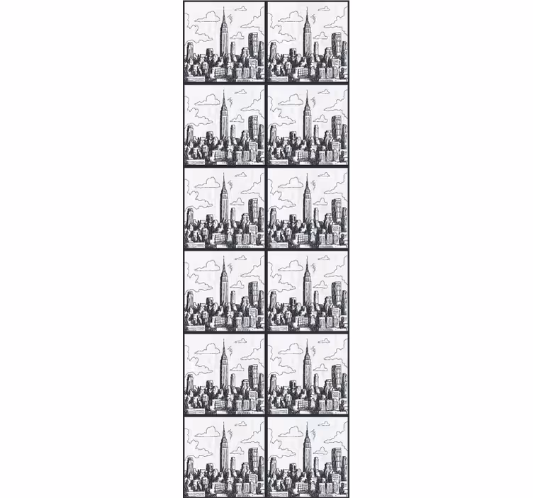Carta da parati città schizzo dello skyline urbano - TenStickers