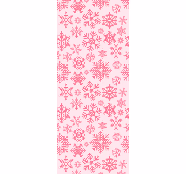Carta da parati natalizia motivo fiocco di neve rosa - TenStickers