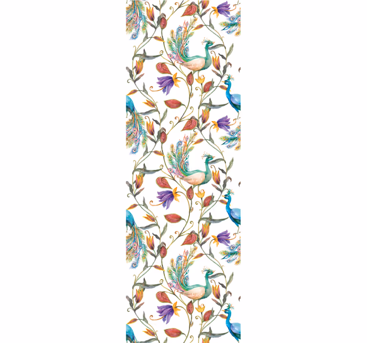 Carta da parati ornamentale motivo botanico del pavone - TenStickers