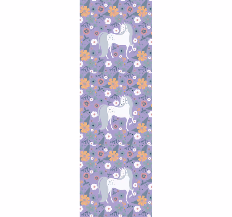 Carta da parati animali motivo floreale di unicorno - TenStickers