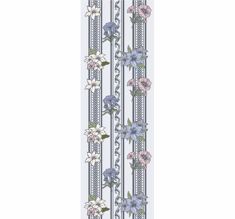 Carta da parati floreale motivo a strisce floreali - TenStickers