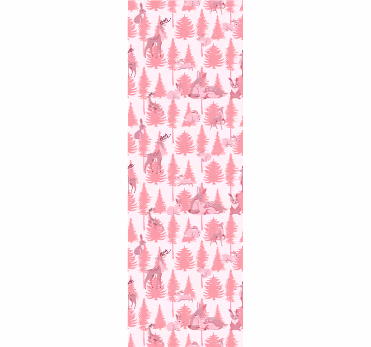 Carta da parati animali motivo foresta rosa - TenStickers