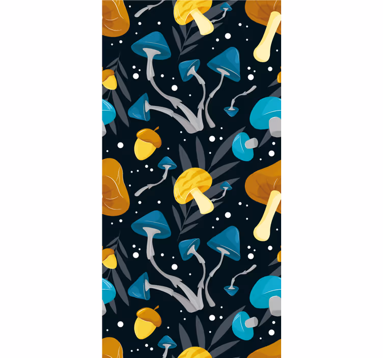 Carta da parati foglie funghi stilizzati - TenStickers
