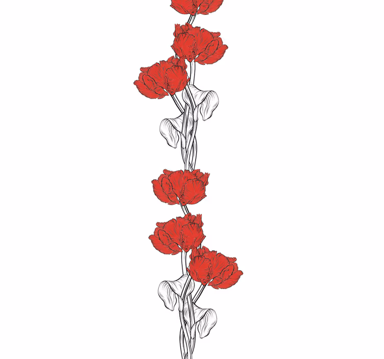 Carta da parati floreale strisce floreali rosse - TenStickers
