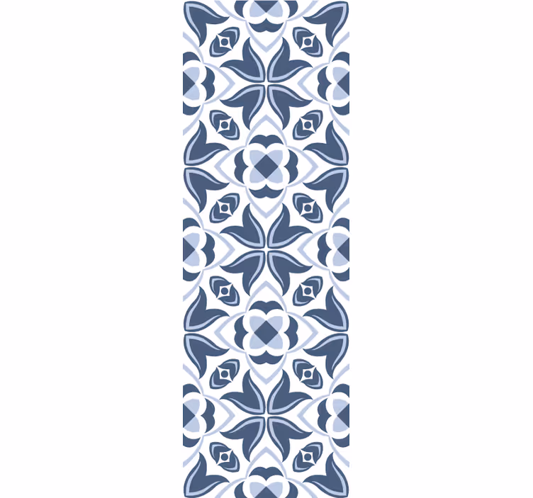 Carta da parati effetto piastrelle fiori geometrici blu - TenStickers