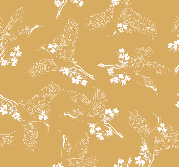 Carta da parati soggiorno Fiori e uccelli giapponesi - TenStickers