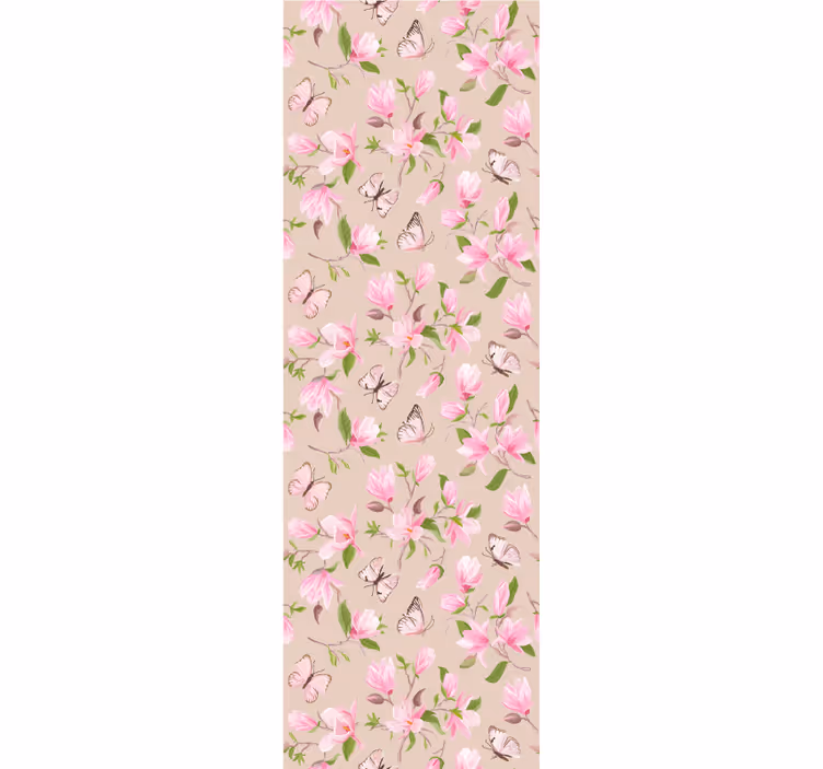 Carta da parati floreale magnolie e farfalle - TenStickers