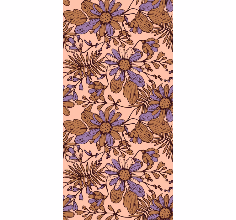 Carta da parati floreale modelli marroni in fiore - TenStickers