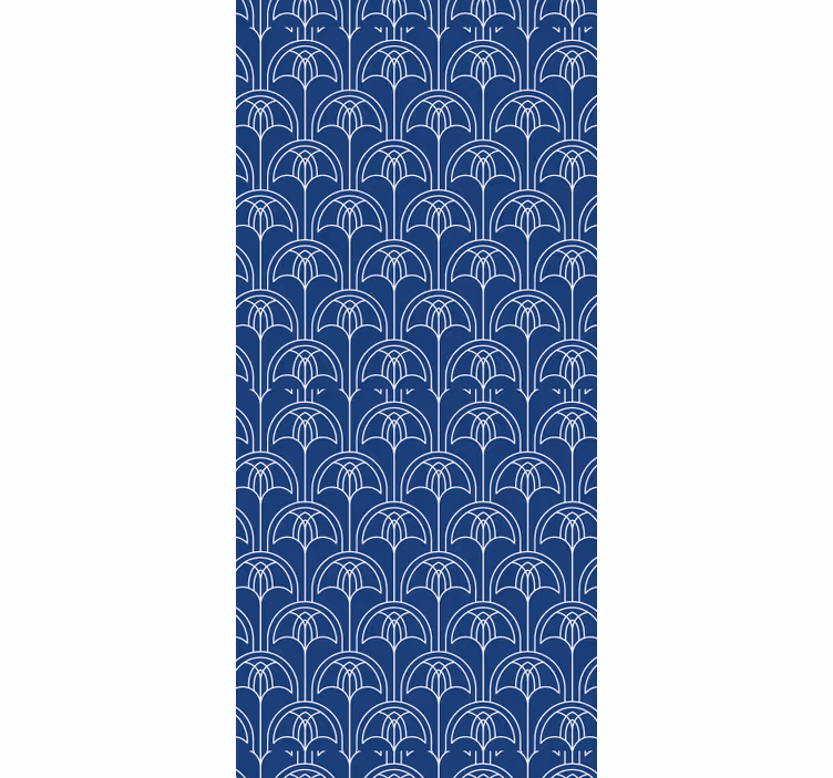 Carta da parati floreale motivo di contorno blu - TenStickers