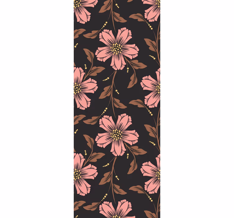 Carta da parati floreale disposizione rosa e nera - TenStickers