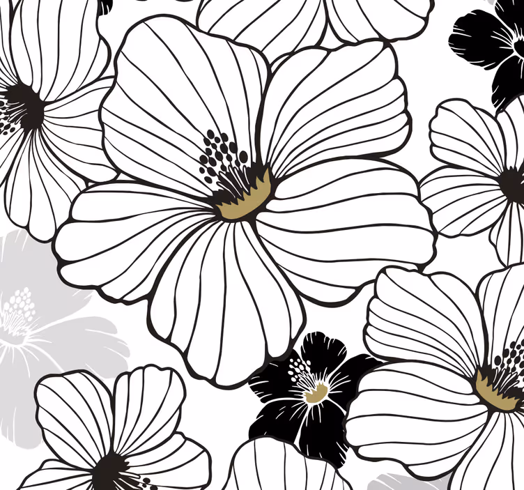 Carta da parati floreale motivo a fiori di ibisco bianco - TenStickers