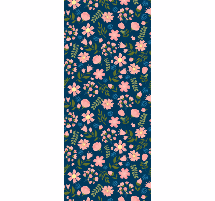 Carta da parati floreale motivo rosa e blu - TenStickers