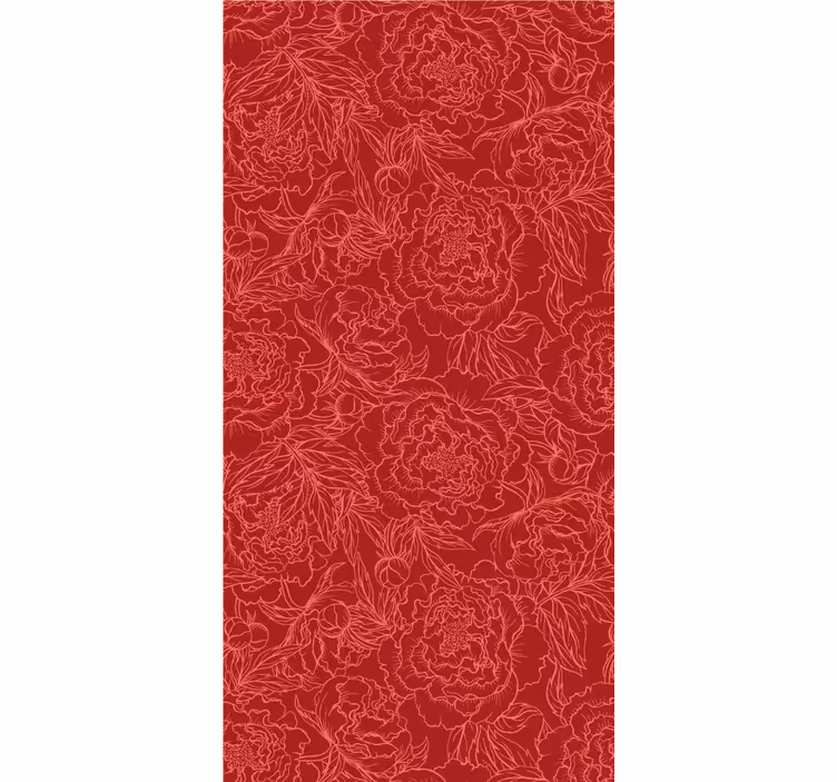 Carta da parati floreale motivo rose contorno rosso - TenStickers