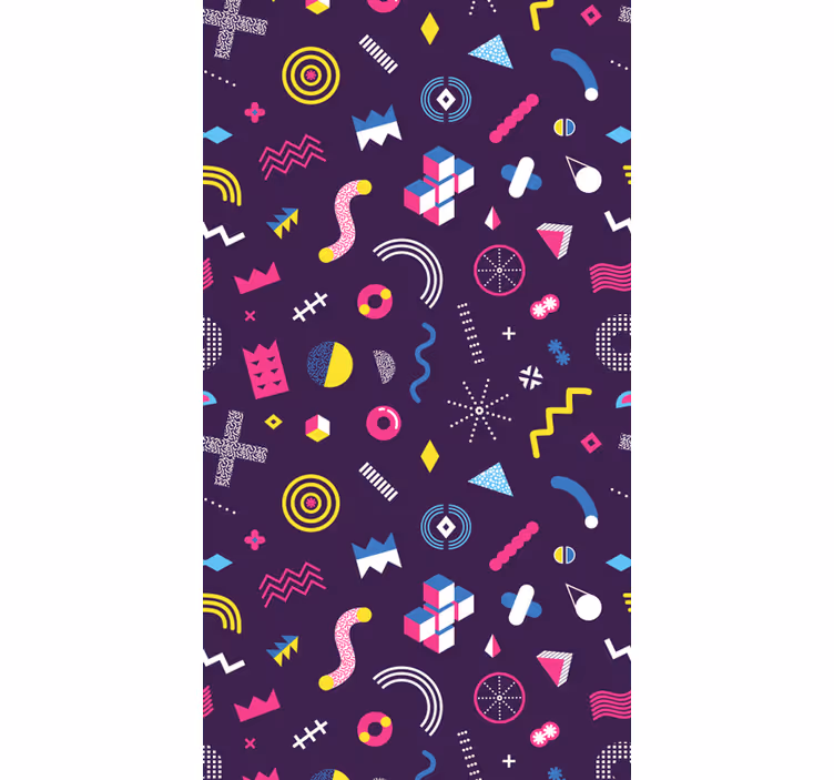 Carta da parati geometrica forme retrò vibranti - TenStickers