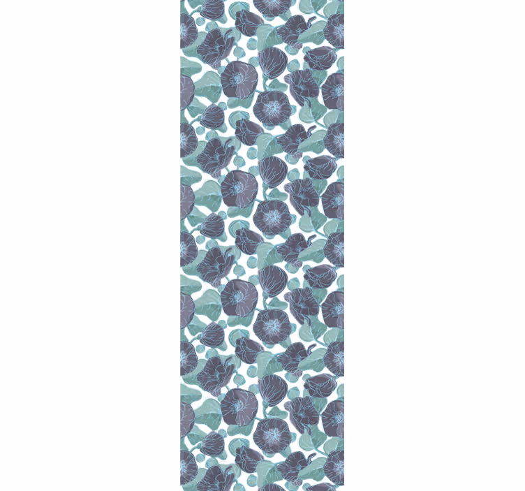 Carta da parati con fiori blu e verde acqua - TenStickers