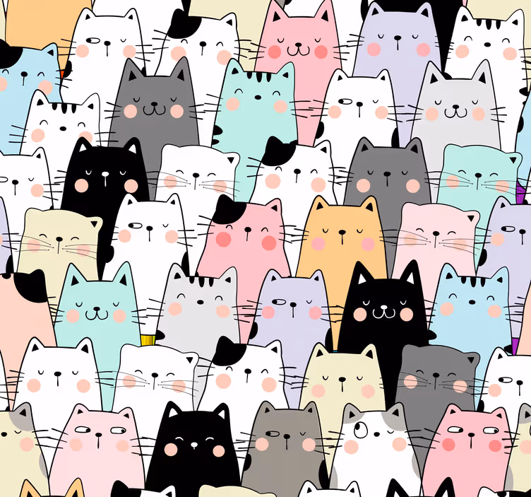 Carta da parati bambini gatti - TenStickers