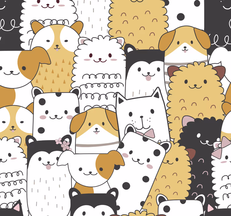 Carta da parati bambini modello di cani carini - TenStickers