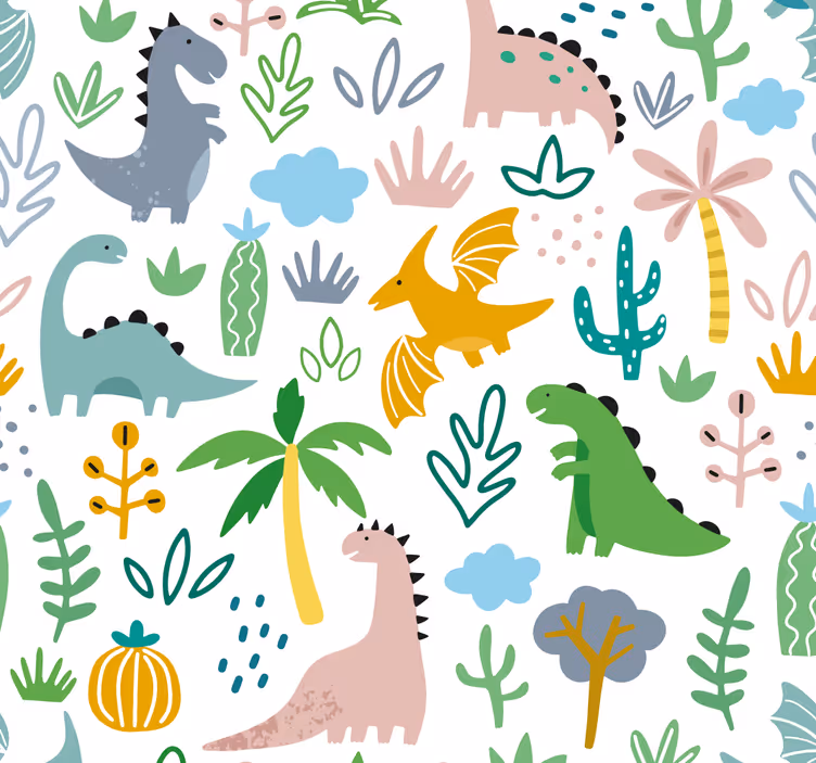Carta da parati dinosauro modello giurassico scandinavo - TenStickers