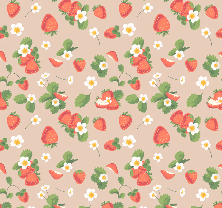 Carta da parati per sala da pranzo fragole e fiori - TenStickers