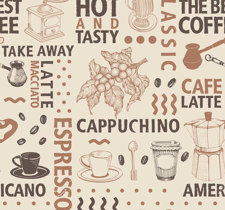 Carta da parati sala da pranzo modello di caffè - TenStickers