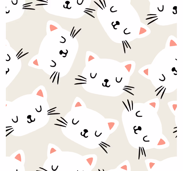 Carta da parati bambini disegno della faccia di gatto bianco - TenStickers