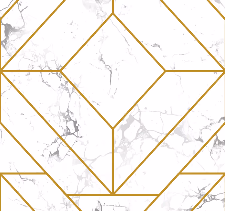 Carta da parati camera oro e bianco geometrico - TenStickers