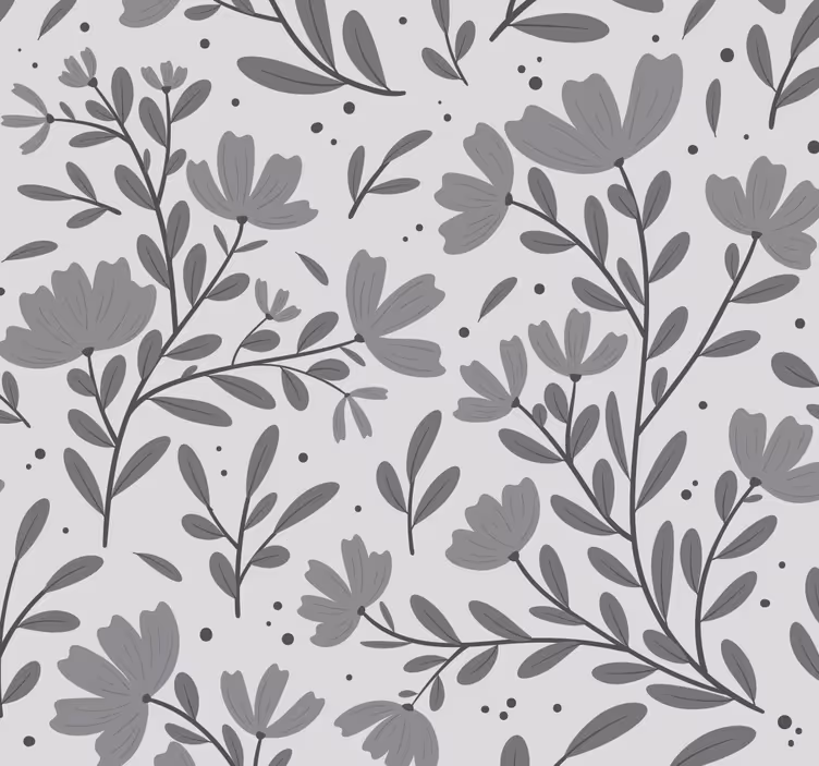 Carta da parati testata letto motivo fiori grigi - TenStickers