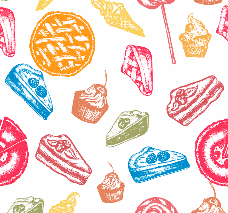 carta da parati cucina modello di dolci - TenStickers