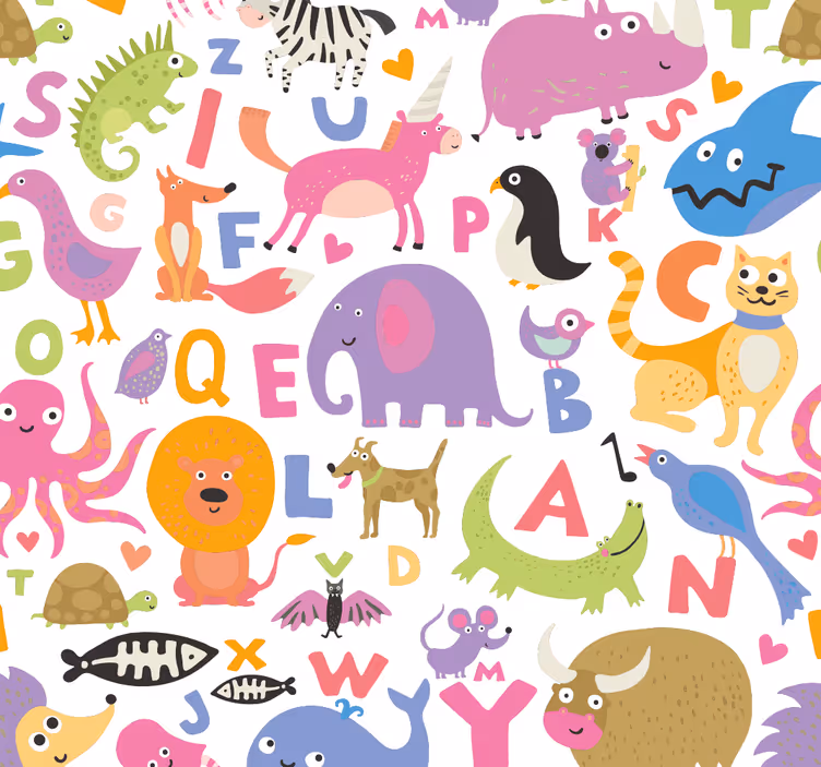 Carta da parati cameretta animali dell'alfabeto - TenStickers