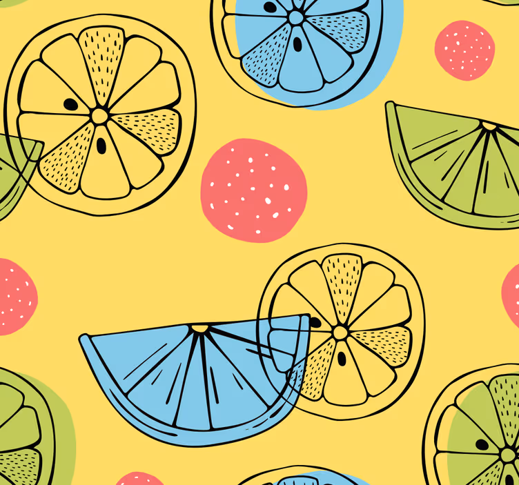 carta da parati cucina motivo a fette di agrumi - TenStickers