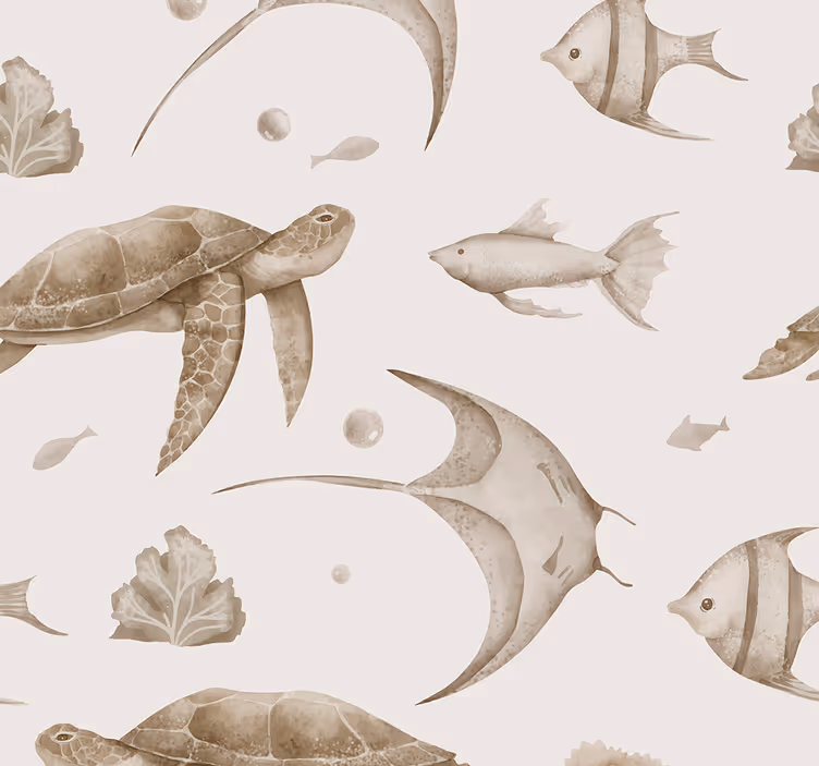 Carta da parati neonato motivo oceano beige - TenStickers