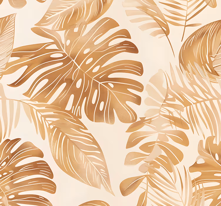 Carta da parati foglie motivo grandi foglie beige - TenStickers