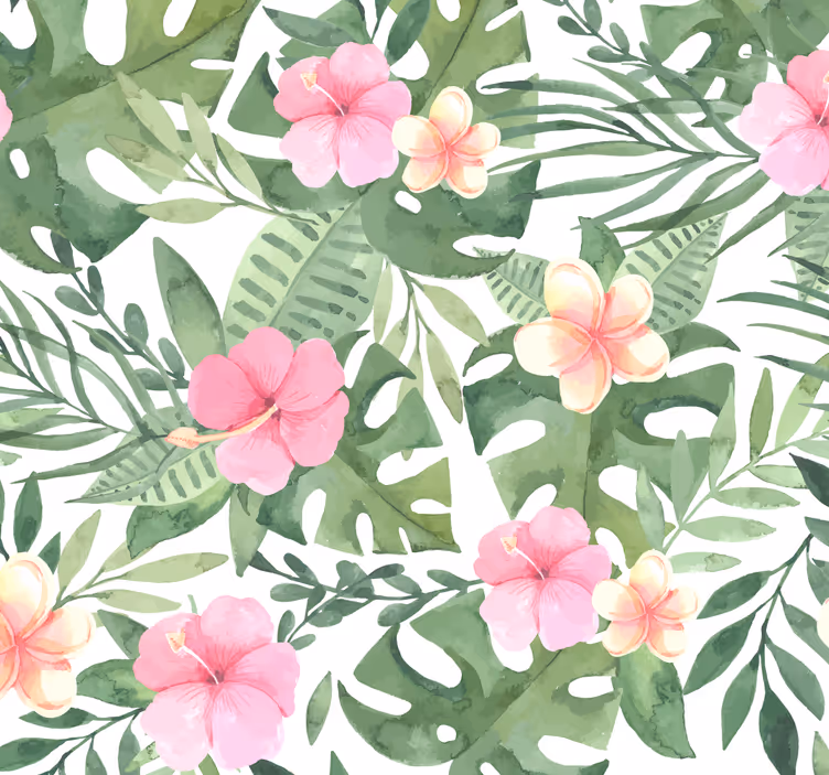 Carta da parati foglie motivo tropicale floreale - TenStickers